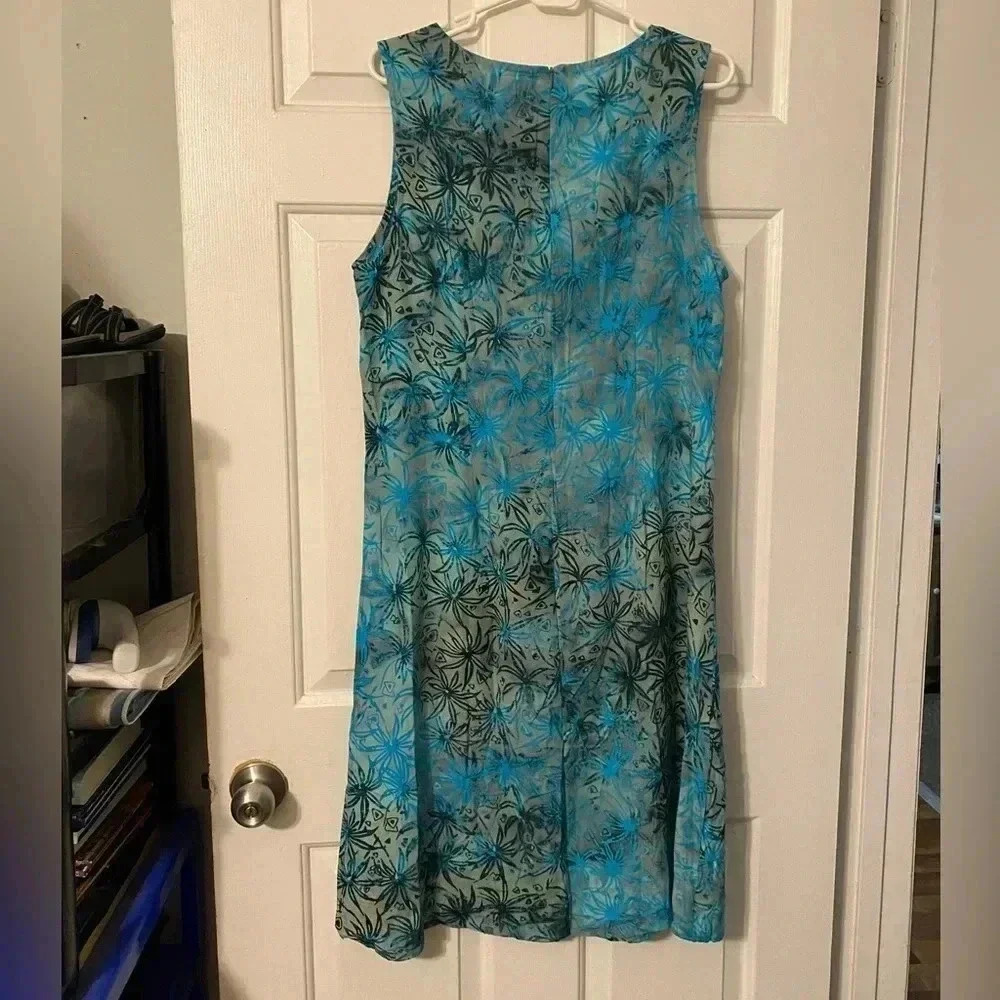 Sleeveless Tank Teal Black Olive Green Floral Dress‎ XL *NWT* - Picture 2 of 6